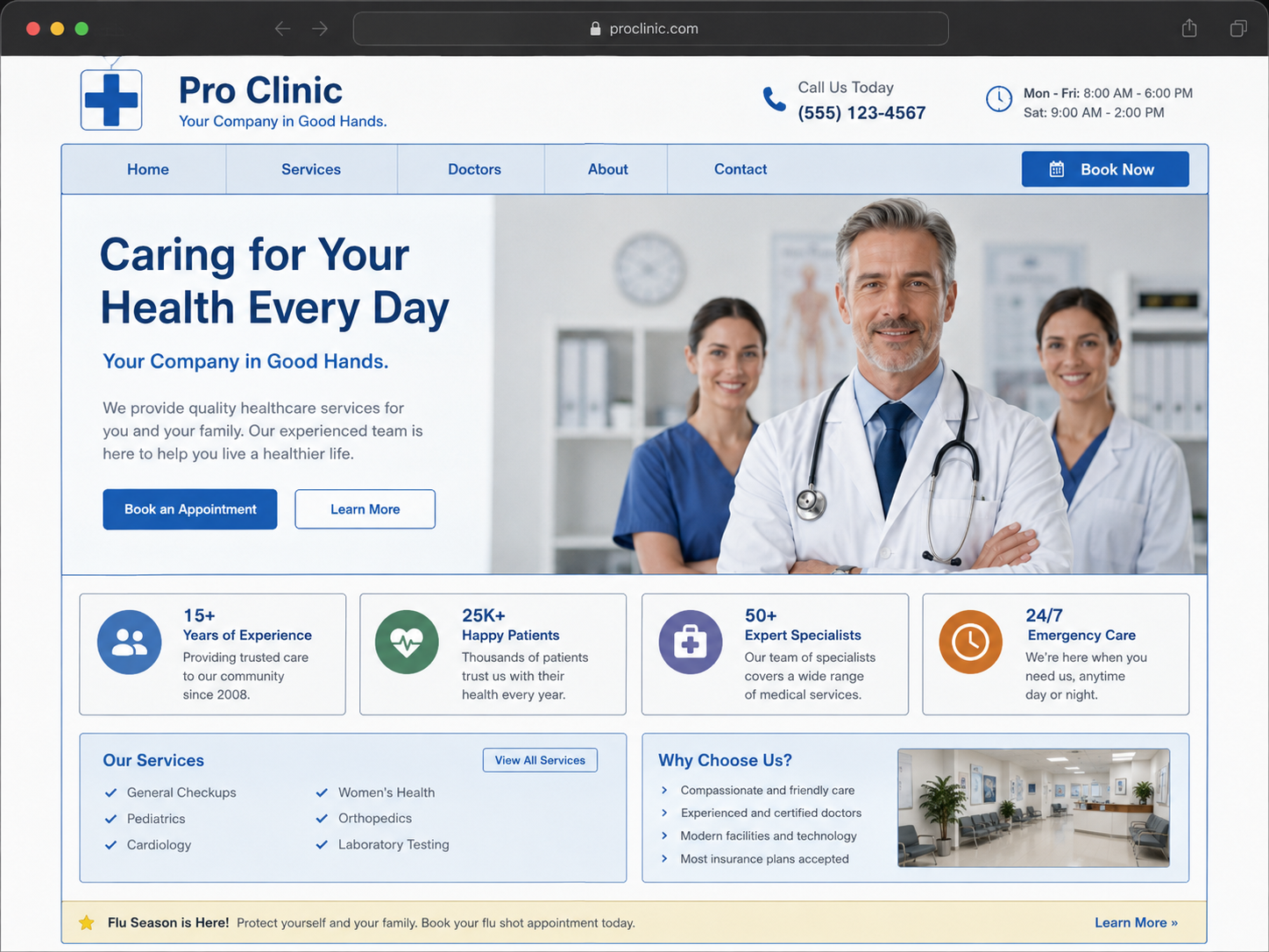 Before: Generic template website with basic layout and traditional design